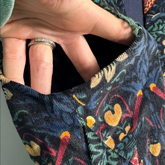 ANTHROPOLOGIE Eva Franco larksong Corduroy Birds Sequin Dress Size 8 - Picture 3 of 13